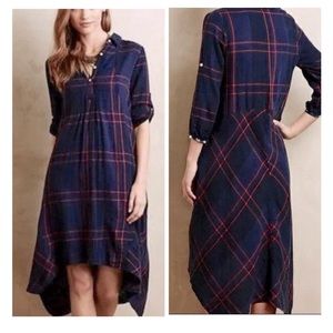 Anthropologie navy plaid dress XS